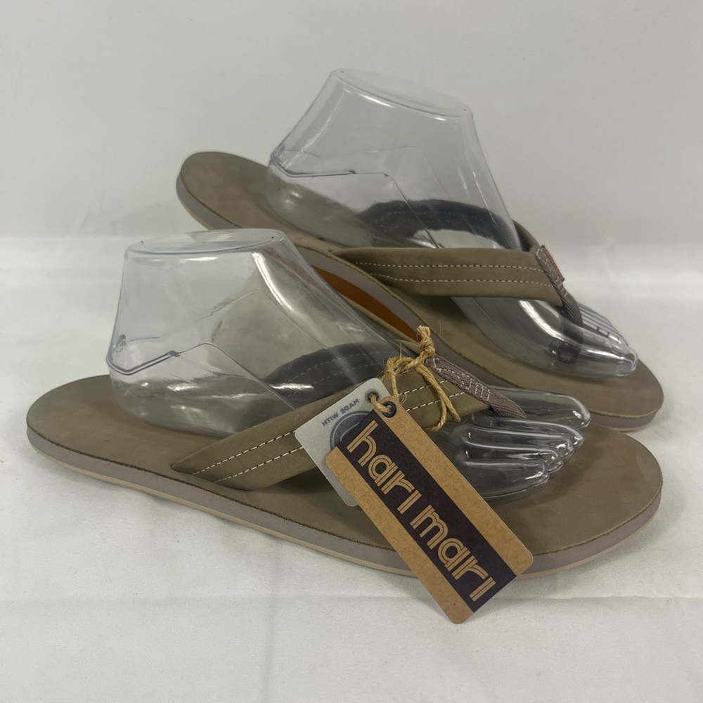 NEW Hari Mari Men's Fields Thong Sandals Flip Flops Color Stone Sz 10 NWT